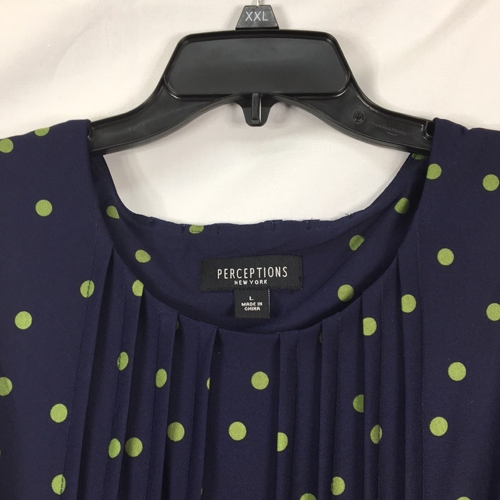 Perceptions New York Midi Sleeveless Navy Blue and Olive Dress Size L Like-NEW - Picture 2 of 10